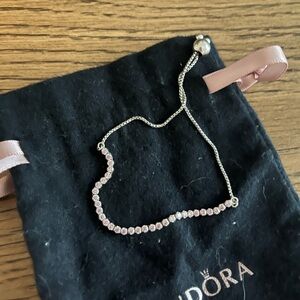 Pandora Silver Bracelet with Pink Beads